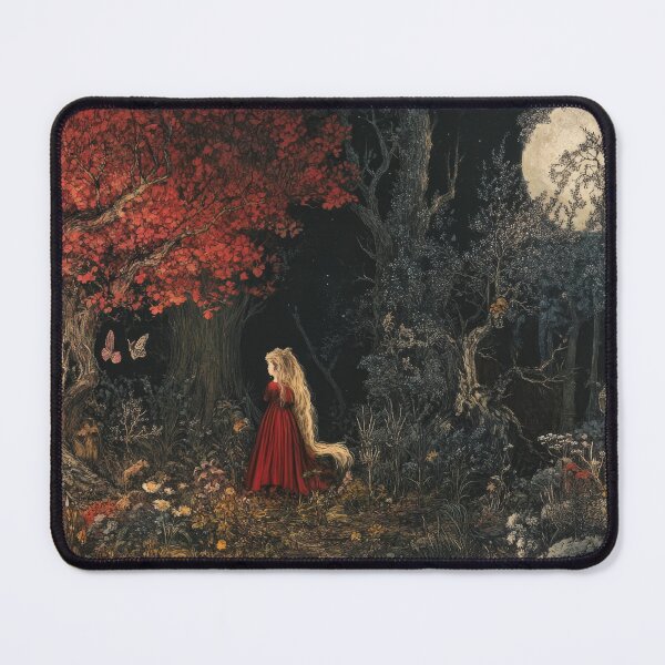 Item preview, Abstract Fairytale Forest Red Dress Princes Painting designed and sold by Vintage Gnome.