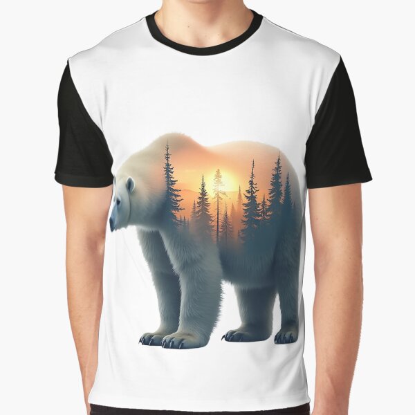 Aperçu de l'œuvre Ours polaire avec une scène de forêt au crépuscule - Effet surréaliste créée et vendue par danhproject.