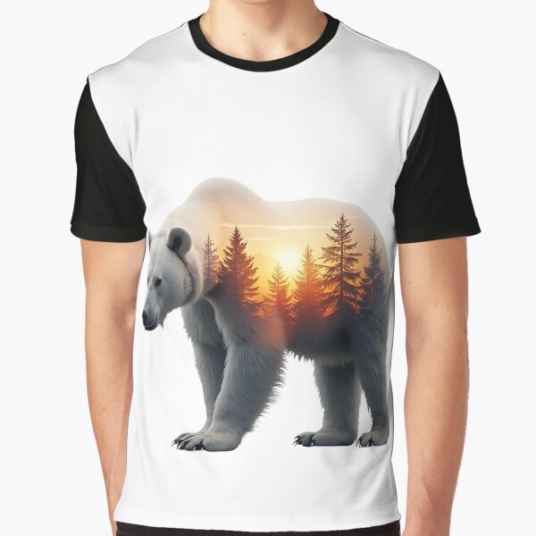 Aperçu de l'œuvre Ours polaire avec une scène de forêt au crépuscule - Effet surréaliste créée et vendue par danhproject.