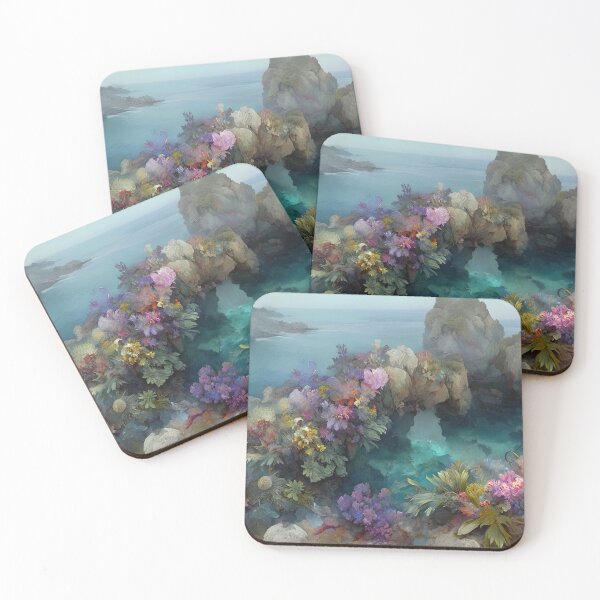 Item preview, Coral Cove Sanctuary: The Azure Embrace of Flora and Stone designed and sold by bloorose.