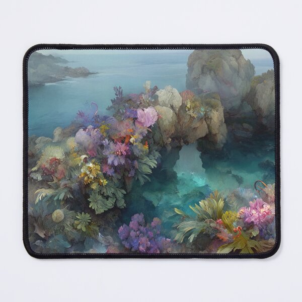 Item preview, Coral Cove Sanctuary: The Azure Embrace of Flora and Stone designed and sold by bloorose.