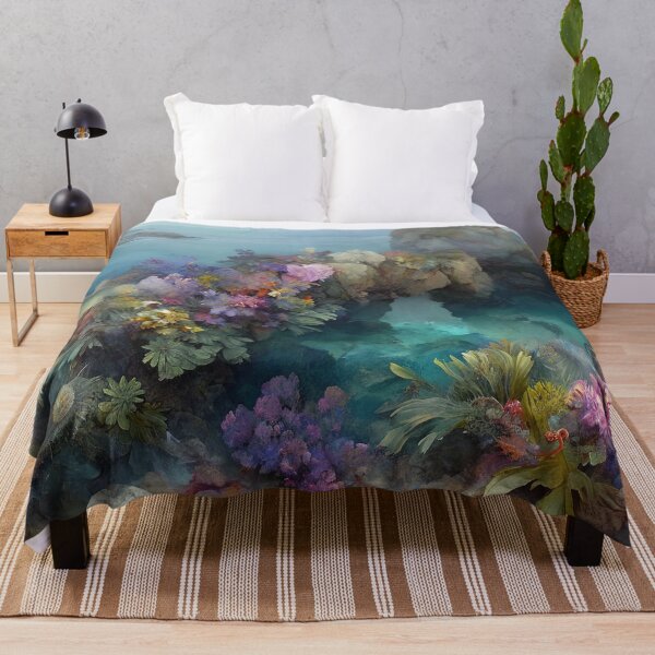 Item preview, Coral Cove Sanctuary: The Azure Embrace of Flora and Stone designed and sold by bloorose.