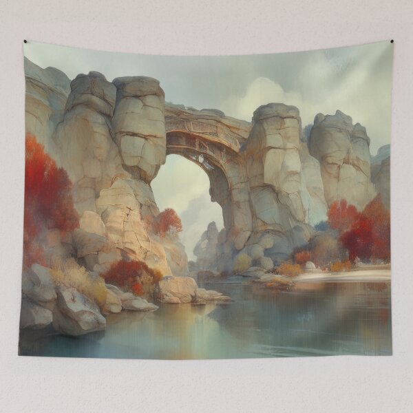 Item preview, Crimson Gateway: The Stone Arch and Autumn's Reflection designed and sold by bloorose.