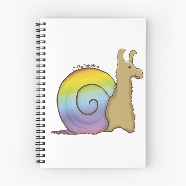 Aperçu de l'œuvre Autocollant escargot lama arc-en-ciel créée et vendue par CoffeeTechNerd.