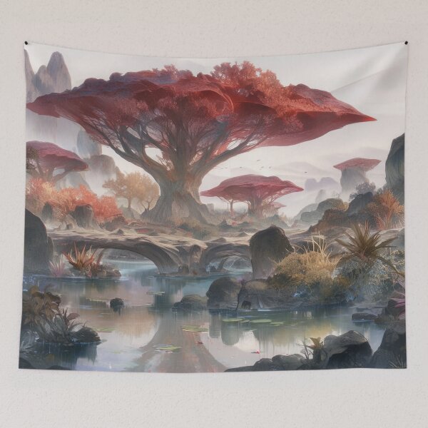 Item preview, Crimson Canopy Realm: The Whispering Trees of Elysian Bridge designed and sold by bloorose.