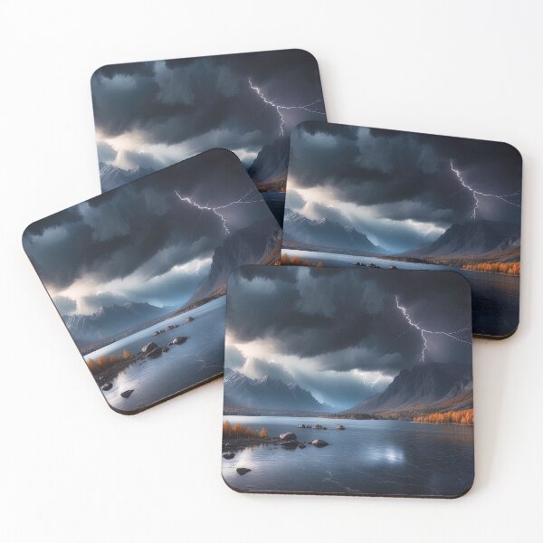 Item preview, "Stormy Mountain Reflections - Dramatic Nature Art" designed and sold by digoarpi.