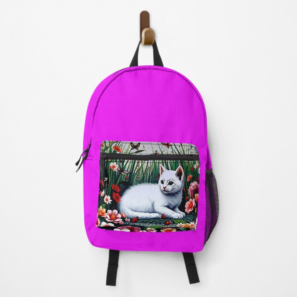 Item preview, Fluffy White Kitten in Flower Garden designed and sold by shaang.