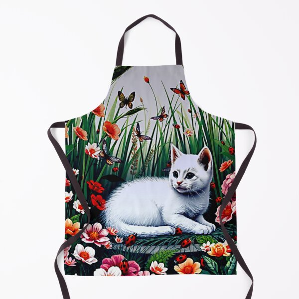 Item preview, Fluffy White Kitten in Flower Garden designed and sold by shaang.