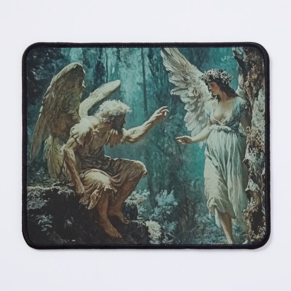 Item preview, Abstract Painting of Two Angels in Forest at Night designed and sold by Vintage Gnome.
