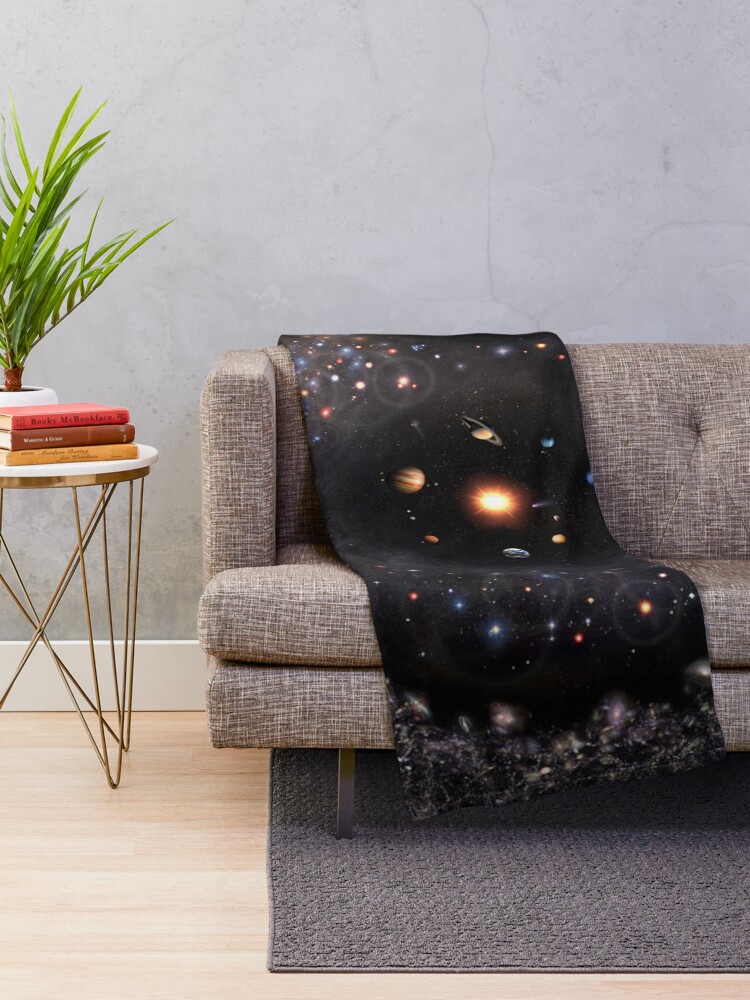 Thumbnail 2 of 6, Throw Blanket, Observable Universe Logarithmic Illustration (2018 Version!) designed and sold by pablocbudassi.