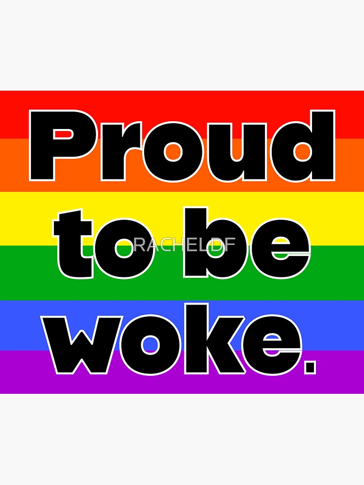 Thumbnail 3 of 3, Sticker, Proud to be woke rainbow flag designed and sold by RACHELDF.