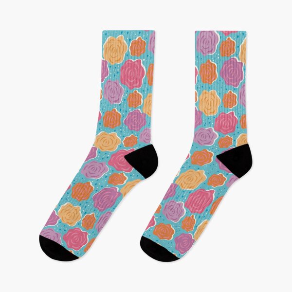 Item preview, Retro Blooms on Aqua Pattern designed and sold by The Wise Apricot.