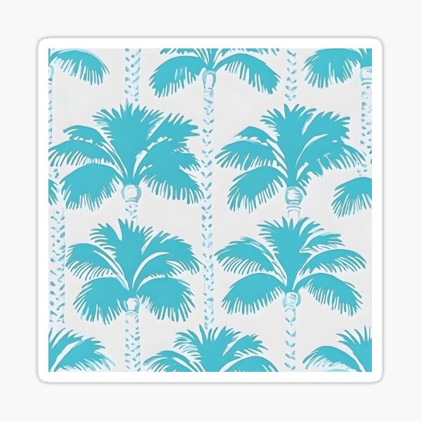Item preview, Grandmillennial style turquoise palm trees on white designed and sold by SophieClimaArt.