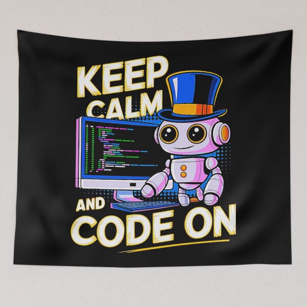 Item preview, Keep Calm And Code On Robot designed and sold by SteezeeStore.