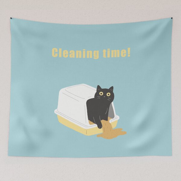 Item preview, Cat Antics Art : Cleaning time! Blue version designed and sold by TheGrandLordCat.