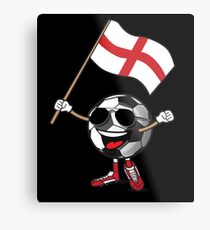 England Football Team Soccer Ball With National Flag Fan Shirt Metal Print