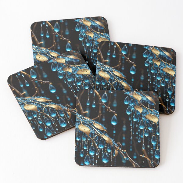 Item preview, Branches of Light – Rainfall in Blue and Gold designed and sold by Juliette Ozkalfayan.