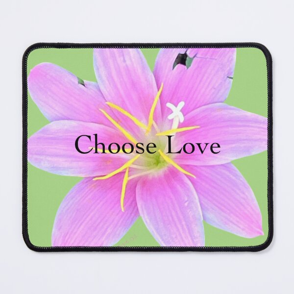 Item preview, Choose love, pink rain lily, green background designed and sold by Josephine Ethereal.