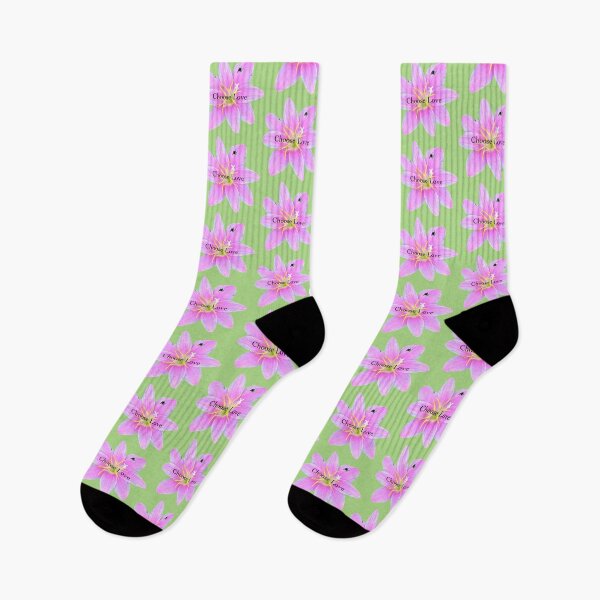 Item preview, Choose love, pink rain lily, green background  designed and sold by Josephine Ethereal.