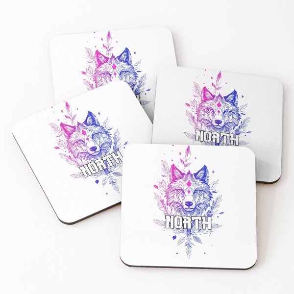 Item preview, A wolf as an artistic drawing with the word North, bright colors designed and sold by Surreal-State.