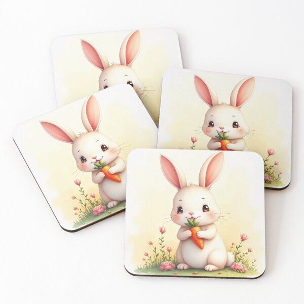 Item preview, Cute White Kawaii Buny is holding a carrot designed and sold by Victoria Riabov.