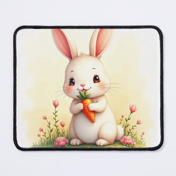 Item preview, Cute White Kawaii Buny is holding a carrot designed and sold by Victoria Riabov.