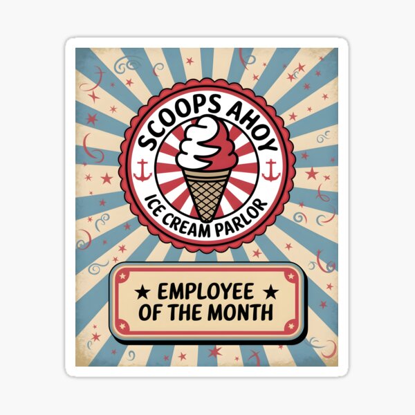 Item preview, Stranger Things - Scoops Ahoy Employee of the Month – Vintage Ice Cream Shop Tee designed and sold by CuddlyPorcupine.