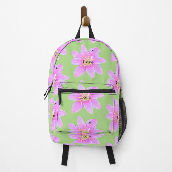 Item preview, Love, pink rain lily, green background designed and sold by Josephine Ethereal.