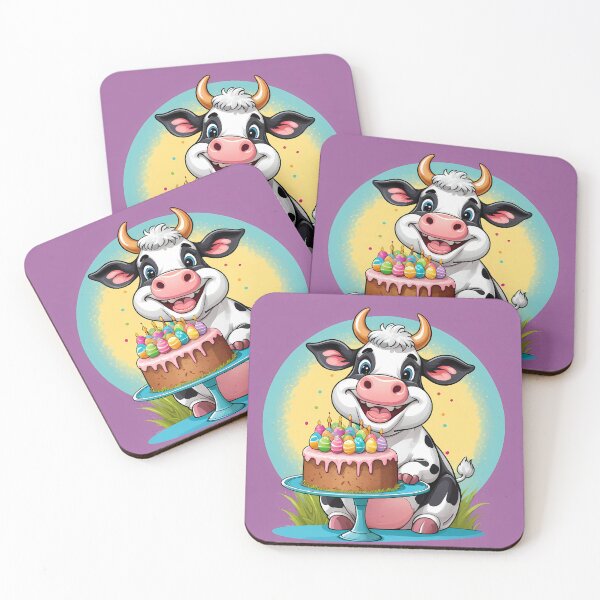Item preview, Joyful Cow Easter with a Colorful Cake – Festive Spring Illustration designed and sold by KateVil.