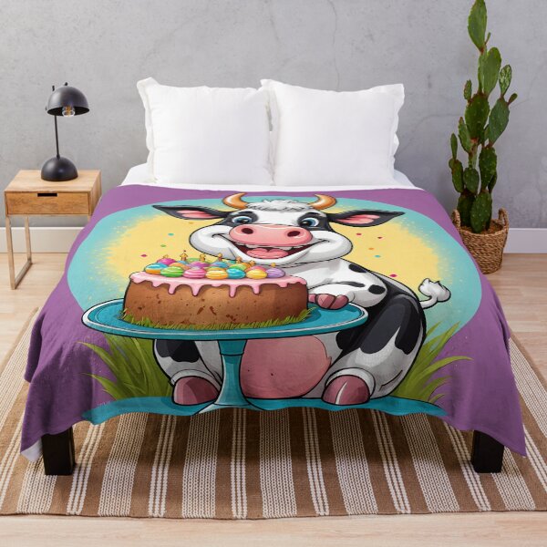 Item preview, Joyful Cow Easter with a Colorful Cake – Festive Spring Illustration designed and sold by KateVil.