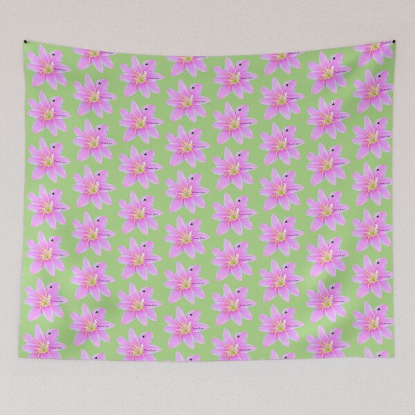 Item preview, Choose love, pink rain lily, green background  designed and sold by Josephine Ethereal.