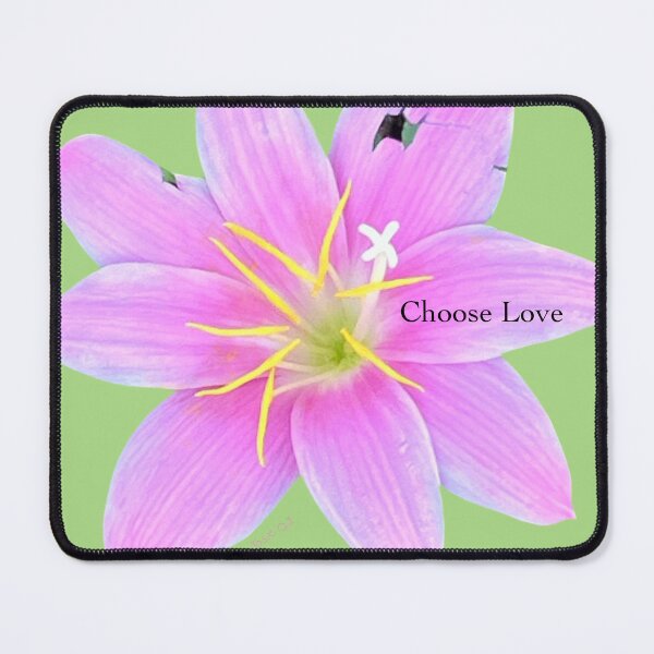 Item preview, Choose love, pink rain lily, green background designed and sold by Josephine Ethereal.