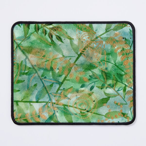 Item preview, Abstract green botanical design with gold accents  designed and sold by TWNest.