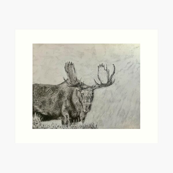 Item preview, Black and White Bull Moose designed and sold by Coal-Draws.