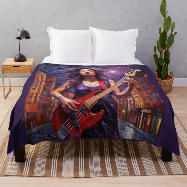 Item preview, Melodías Energéticas: Mujer Tocando el Bajo Rojo designed and sold by Artisticanvas.