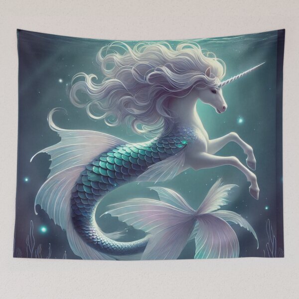 Item preview, Underwater Unicorn Mermaid – Mystical Hybrid Fantasy Creature Art designed and sold by FantasyHybrids.