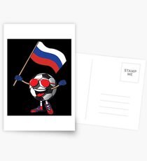 Russia Football Team Soccer Ball With National Flag Fan Shirt Postcards