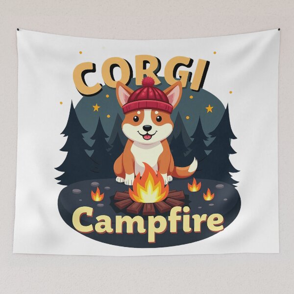 Item preview, Corgi Campfire – Outdoor Bonding & Nostalgic Charm designed and sold by zoughlal.