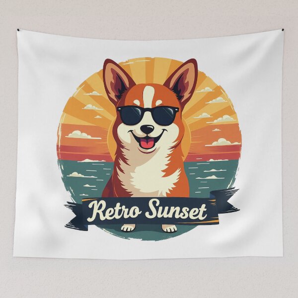Item preview, Corgi Retro Sunset – Timeless Vintage Charm & Playful Canine designed and sold by zoughlal.