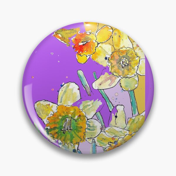 Item preview, Abstract Yellow Daffodil Watercolor Pattern on Plum designed and sold by Sarah  Rajkotwala.