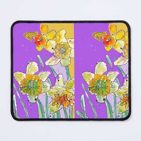 Item preview, Abstract Yellow Daffodil Watercolor Pattern on Plum designed and sold by Sarah Rajkotwala.