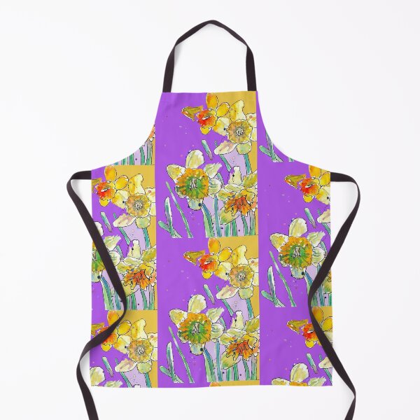 Item preview, Abstract Yellow Daffodil Watercolor Pattern on Plum designed and sold by Sarah Rajkotwala.