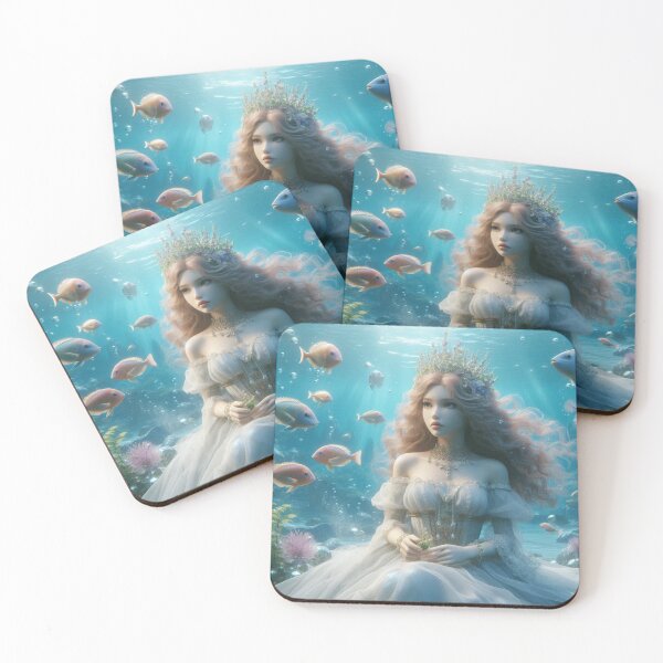 Item preview, Underwater Princess Art: Crowned Girl with Tropical Fish designed and sold by choder61.