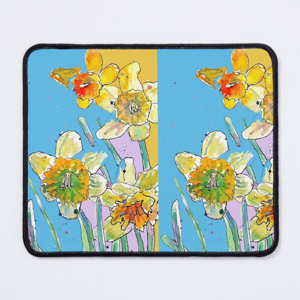 Item preview, Abstract Yellow Daffodil Watercolor Pattern on Sky Blue designed and sold by Sarah Rajkotwala.