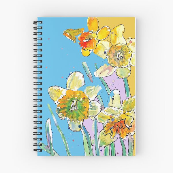 Item preview, Abstract Yellow Daffodil Watercolor Pattern on Sky Blue designed and sold by Sarah  Rajkotwala.