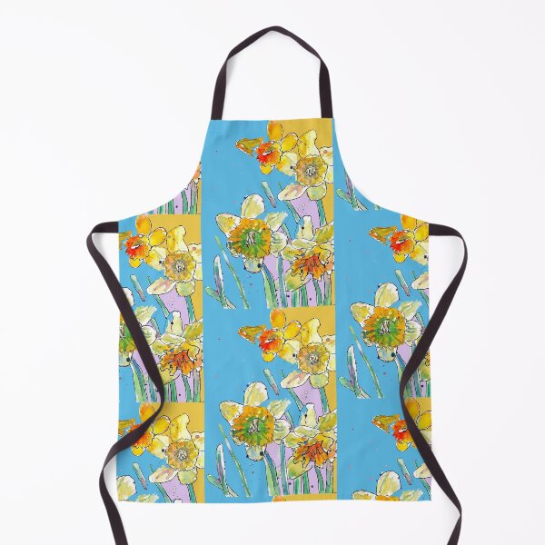 Item preview, Abstract Yellow Daffodil Watercolor Pattern on Sky Blue designed and sold by Sarah Rajkotwala.