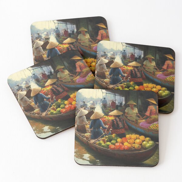 Item preview, Vietnam Floating Market, Vietnam, Vietnamese Art, Asian Art, Painting, AI Art designed and sold by GSizzle1.