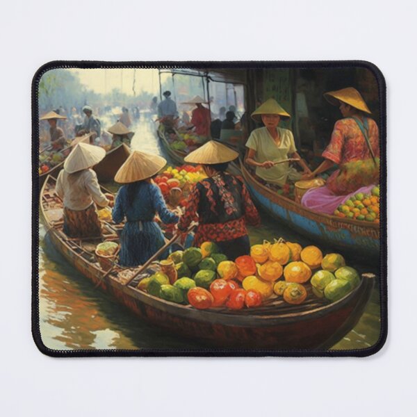 Item preview, Vietnam Floating Market, Vietnam, Vietnamese Art, Asian Art, Painting, AI Art designed and sold by GSizzle1.