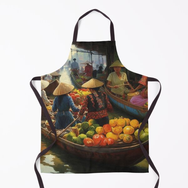 Item preview, Vietnam Floating Market, Vietnam, Vietnamese Art, Asian Art, Painting, AI Art designed and sold by GSizzle1.