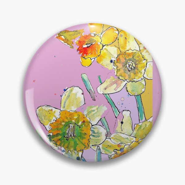 Item preview, Abstract Yellow Daffodil Watercolor Pattern on Rose Pink designed and sold by Sarah  Rajkotwala.